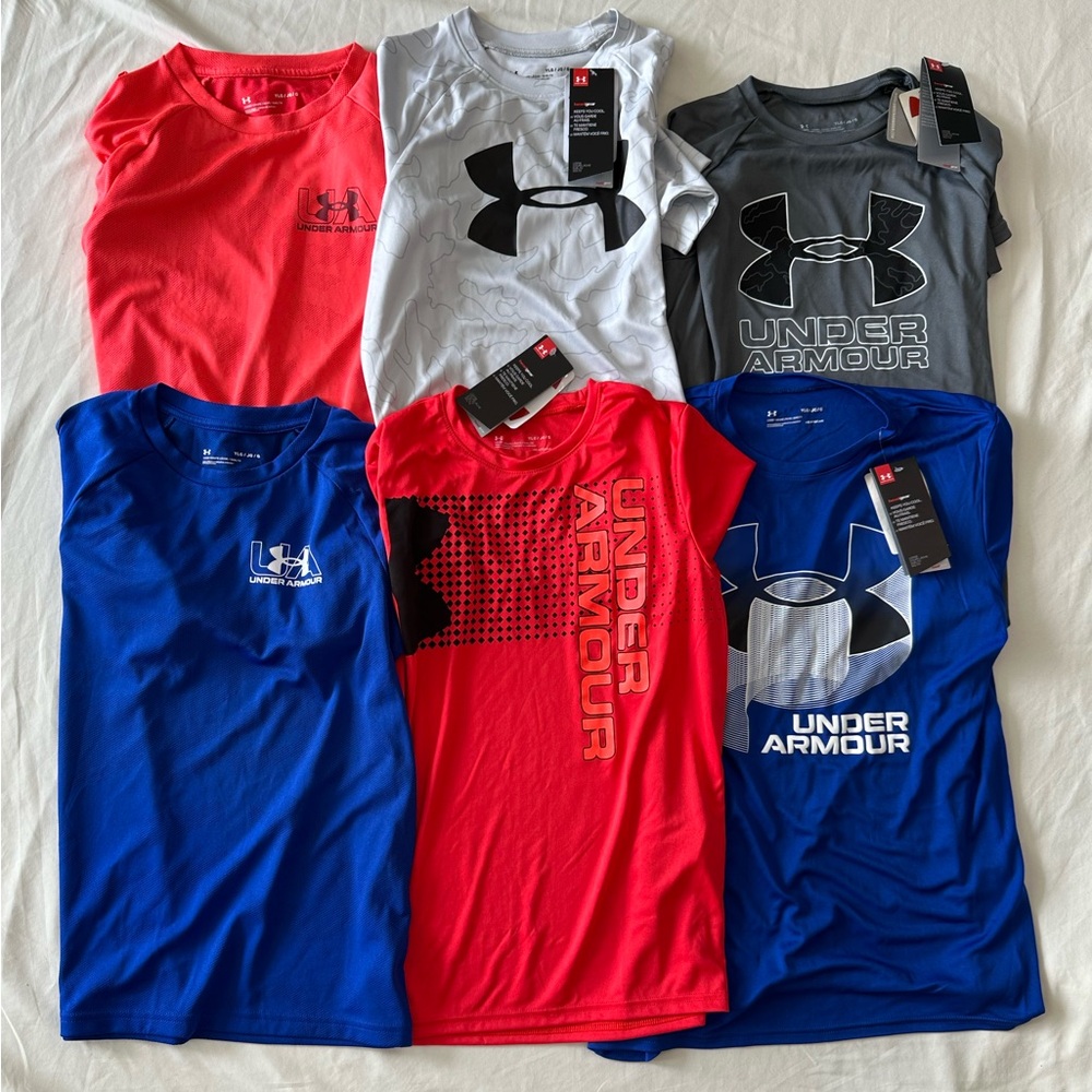 New or Like New Under Armour Lot of 6 Short Sleeve Tees, Size L.